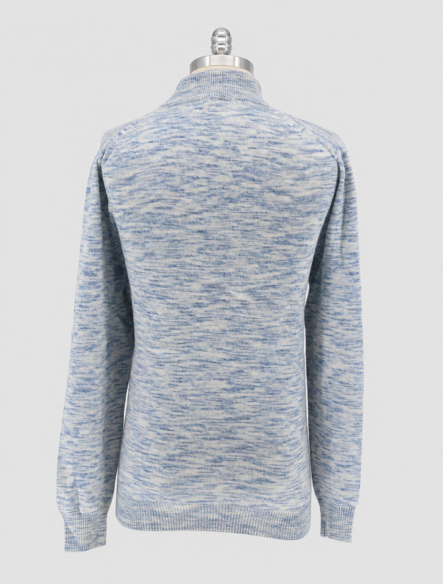 Kiton Light Bkue White Cashmere Sweater Half Zip