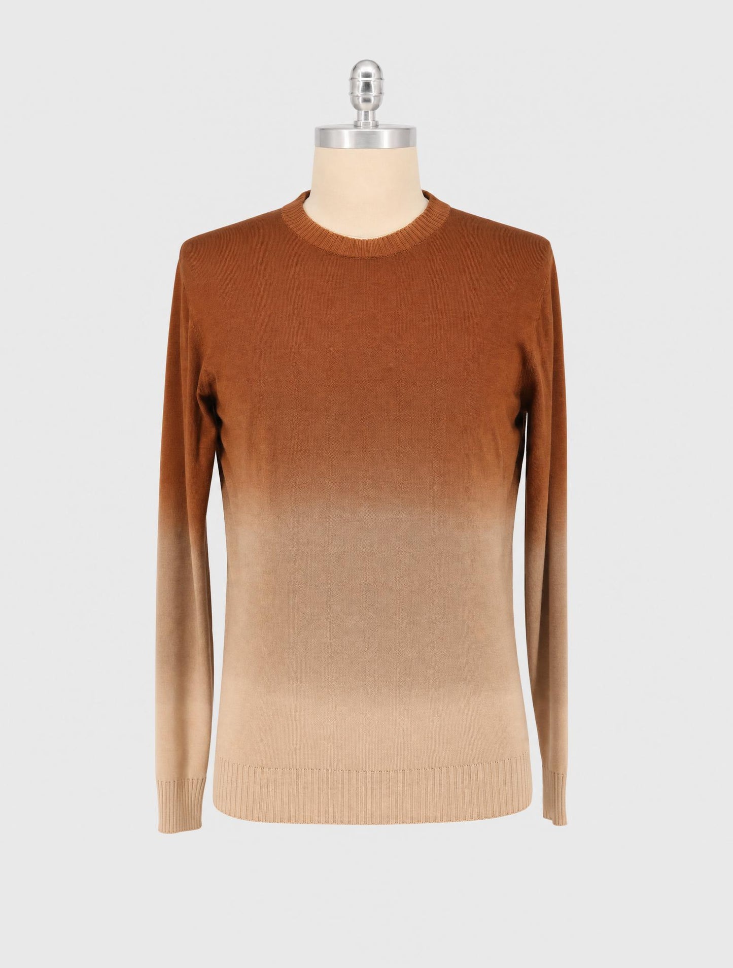Kiton Brown Beige Cashmere Silk Sweater Crewneck