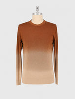 Kiton Brown Beige Cashmere Silk Sweater Crewneck