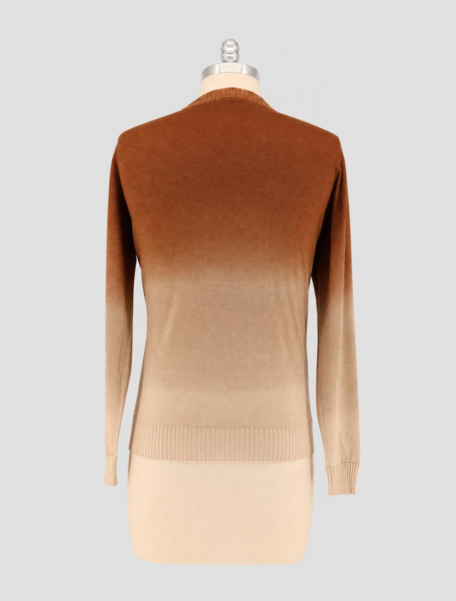 Kiton Brown Beige Cashmere Silk Sweater Crewneck