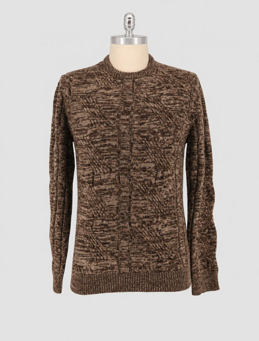 Kiton Knt Brown Gray Virgin Wool Cashmere Sweater Crewneck