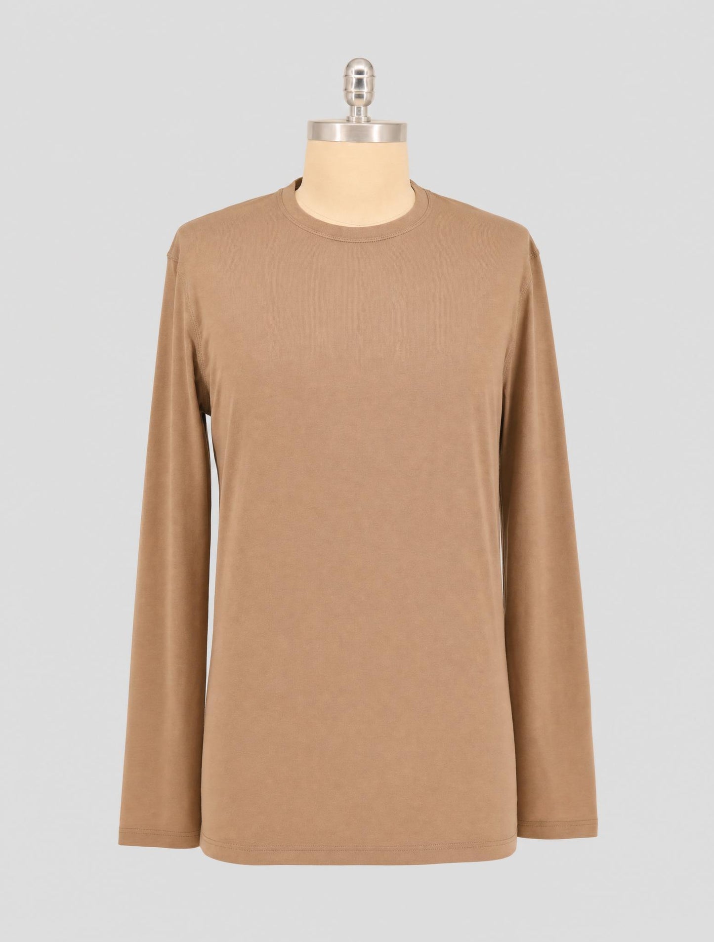 Kiton Brown Cotton Cashmere T-Shirt Long Sleeve