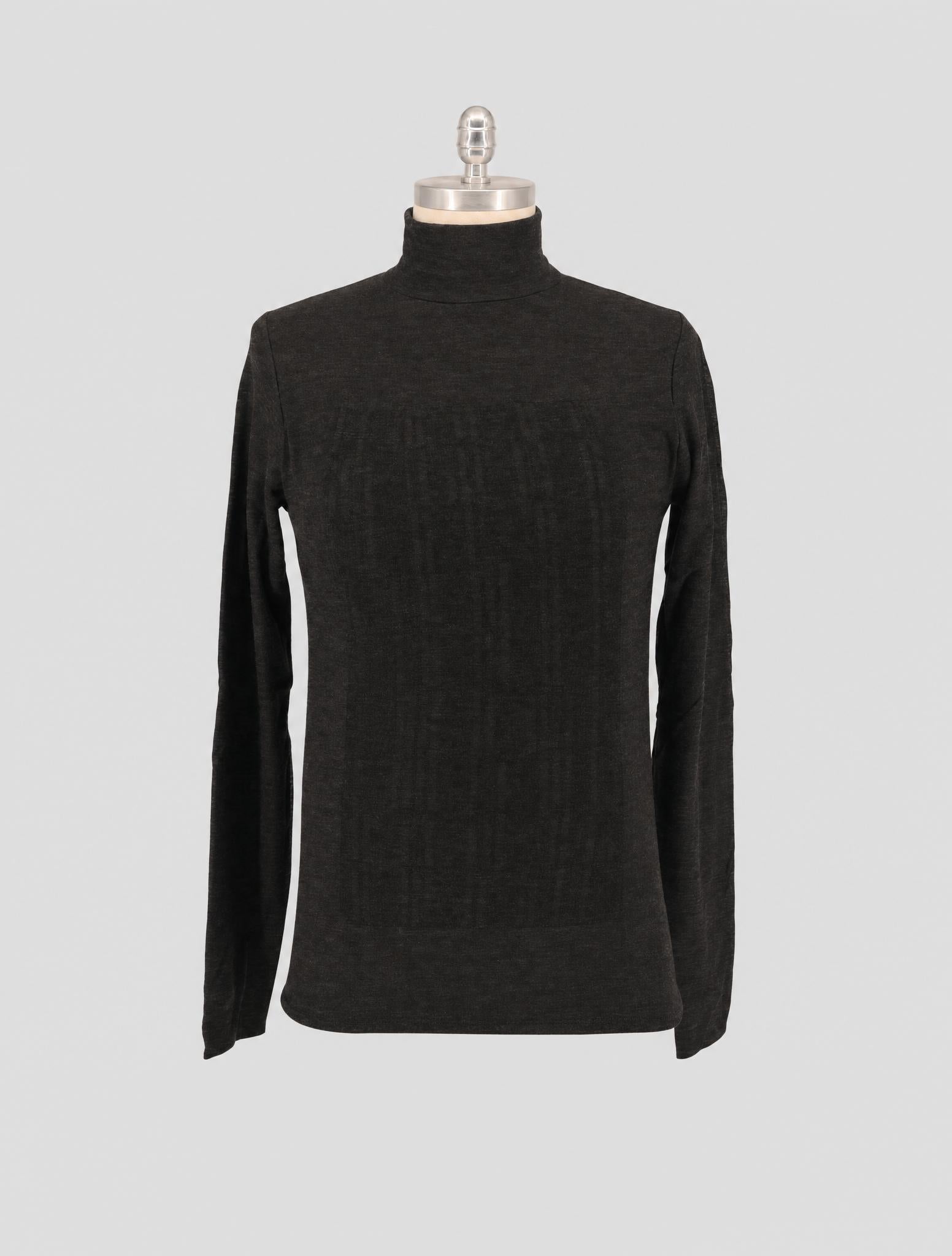 Kiton Dark Gray Black Wool Cashmere Sweater Turleneck