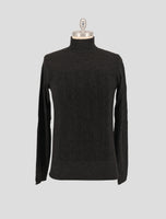 Kiton Dark Gray Black Wool Cashmere Sweater Turleneck
