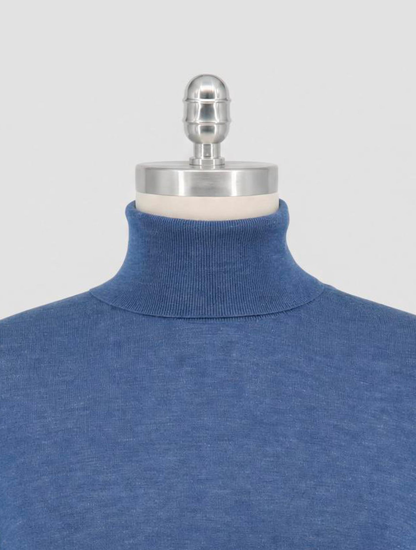 Kiton Blue Silk Cashmere Linen Sweater Turtleneck