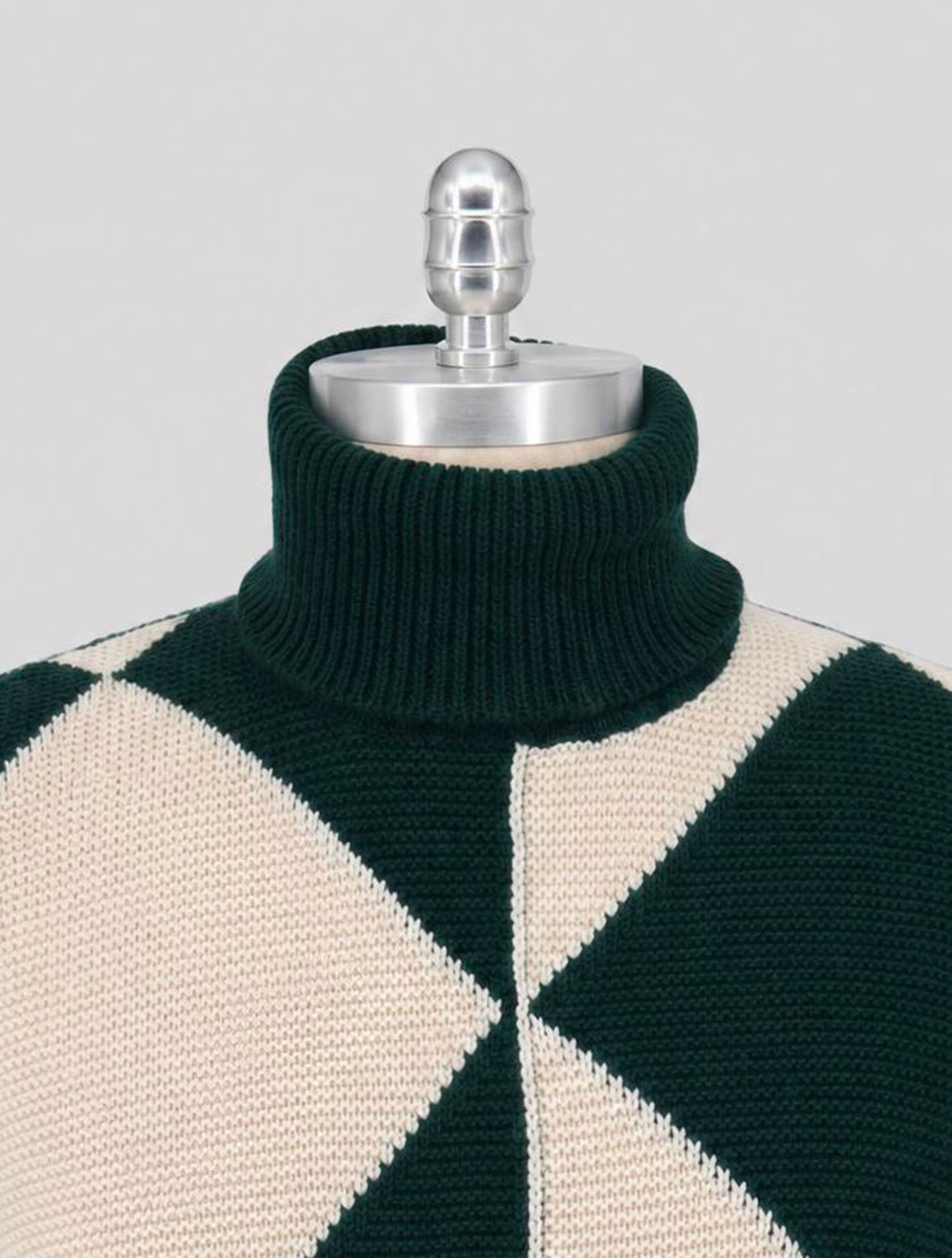 Kiton Green White Cashmere Sweater Turtleneck