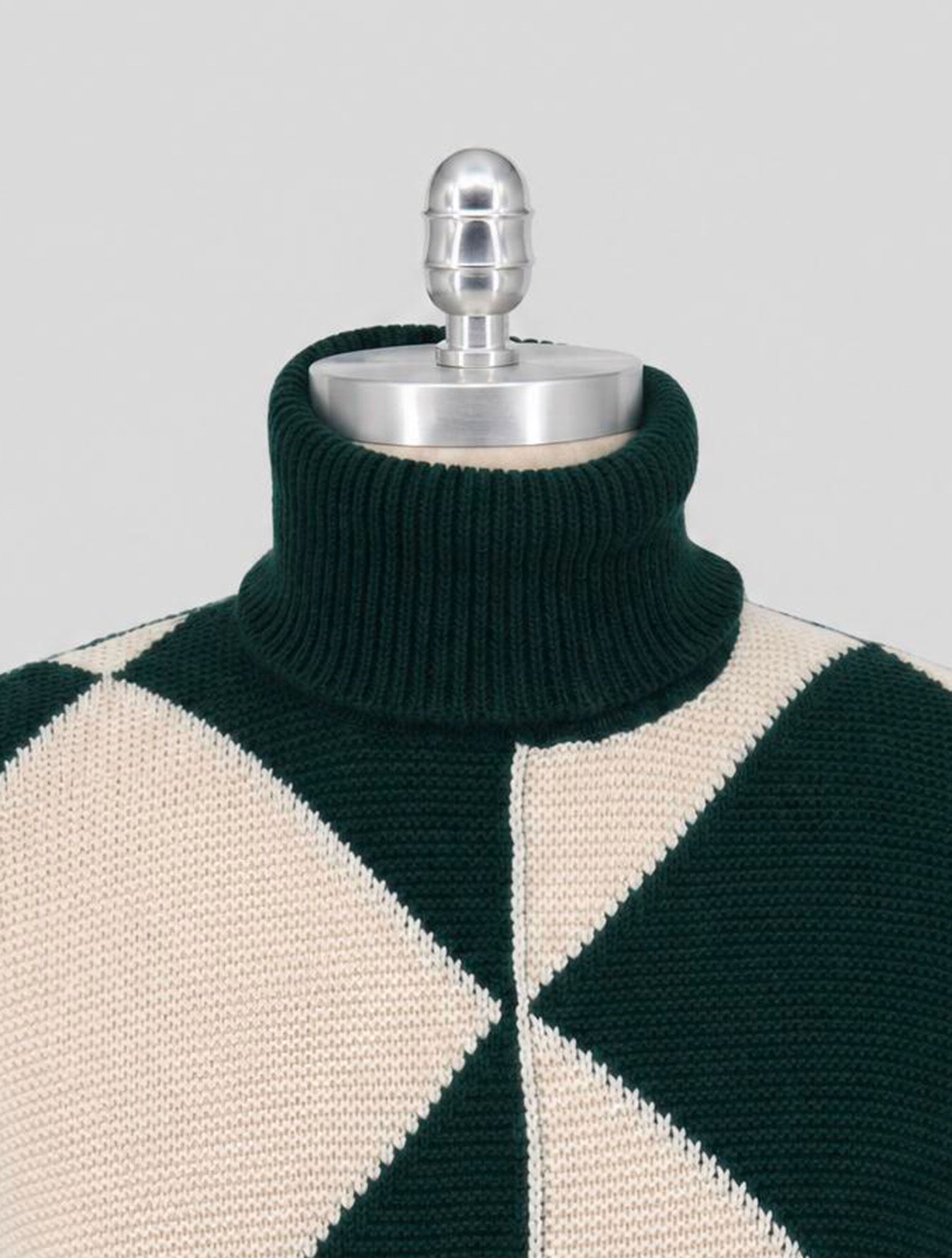 Kiton Green White Cashmere Sweater Turtleneck