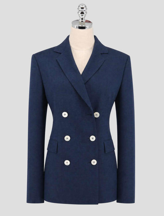 Kiton Blue Cashmere Virgin Wool Silk Blazer Women