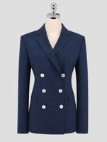 Kiton Blue Cashmere Virgin Wool Silk Blazer Women
