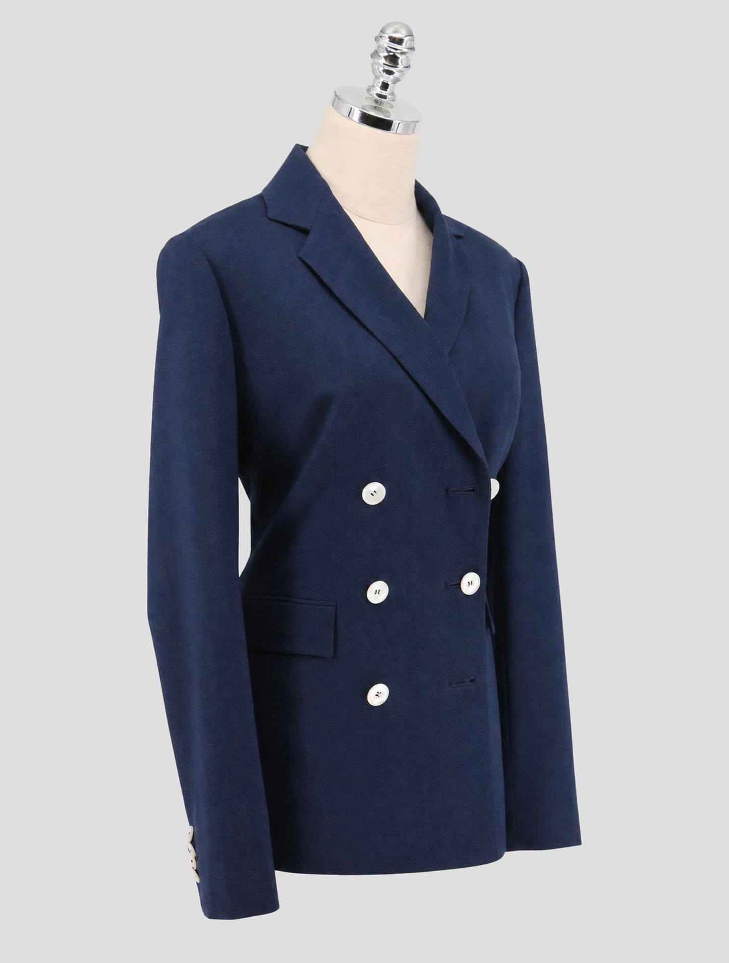 Kiton Blue Cashmere Virgin Wool Silk Blazer Women