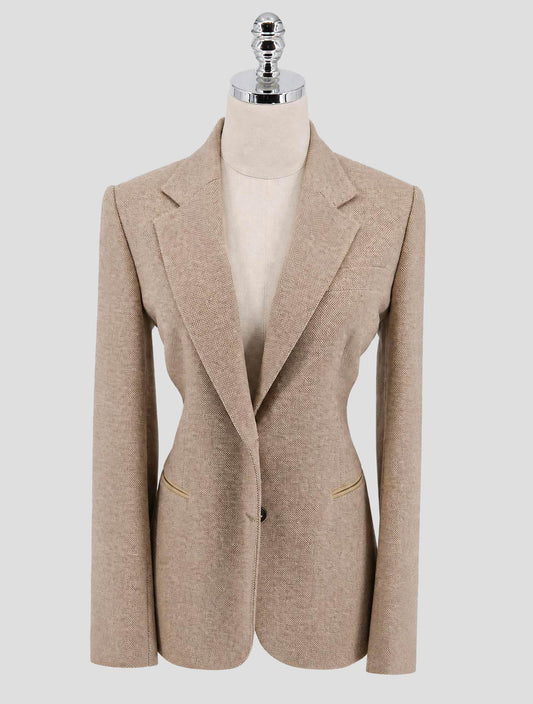 Kiton Brown Virgin Wool Cashmere Blazer Women