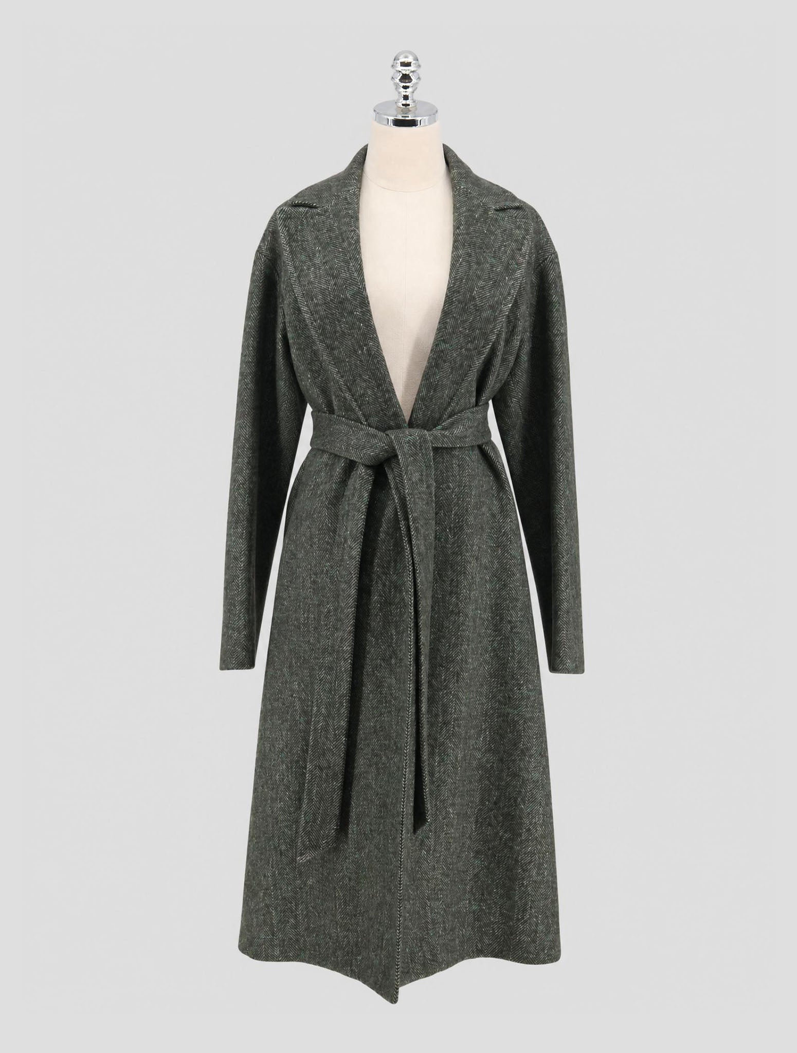 Kiton Green Virgin Wool Cashmere PA Overcoat Women