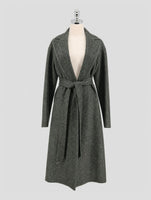 Kiton Green Virgin Wool Cashmere PA Overcoat Women