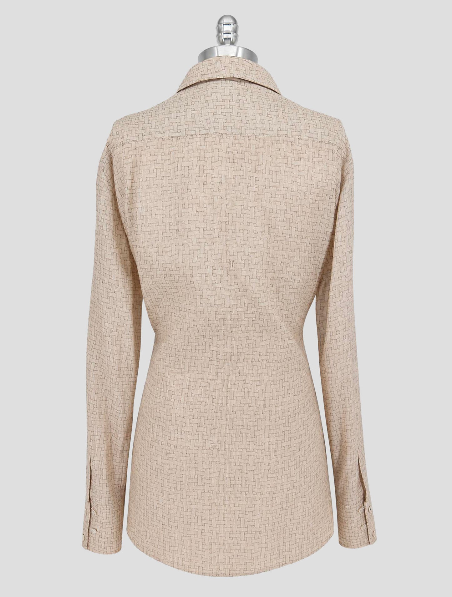 Kiton Beige Gray Silk Shirt Women