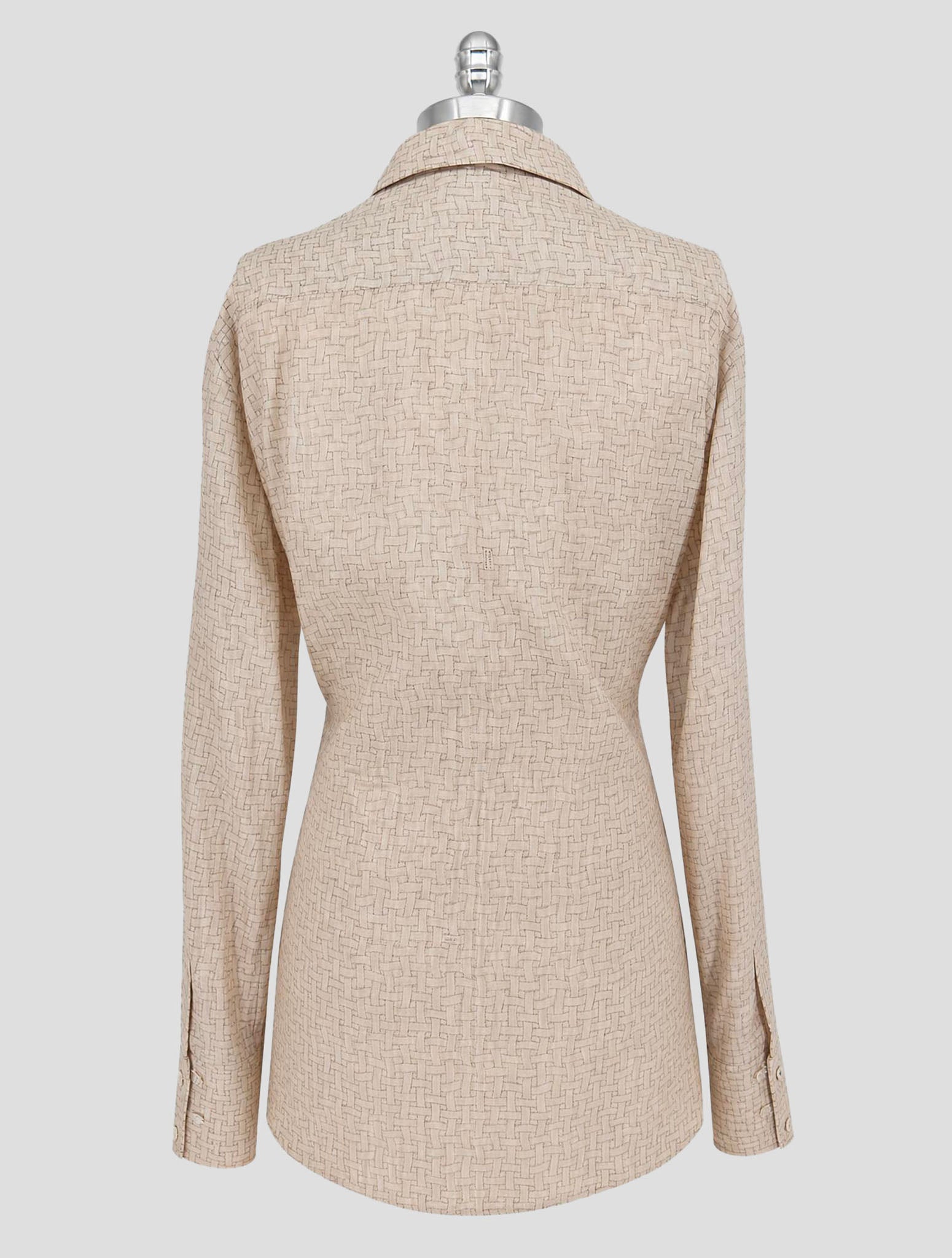 Kiton Beige Gray Silk Shirt Women