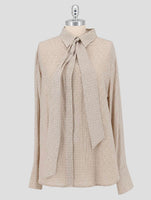 Kiton Beige Gray Silk Shirt Women