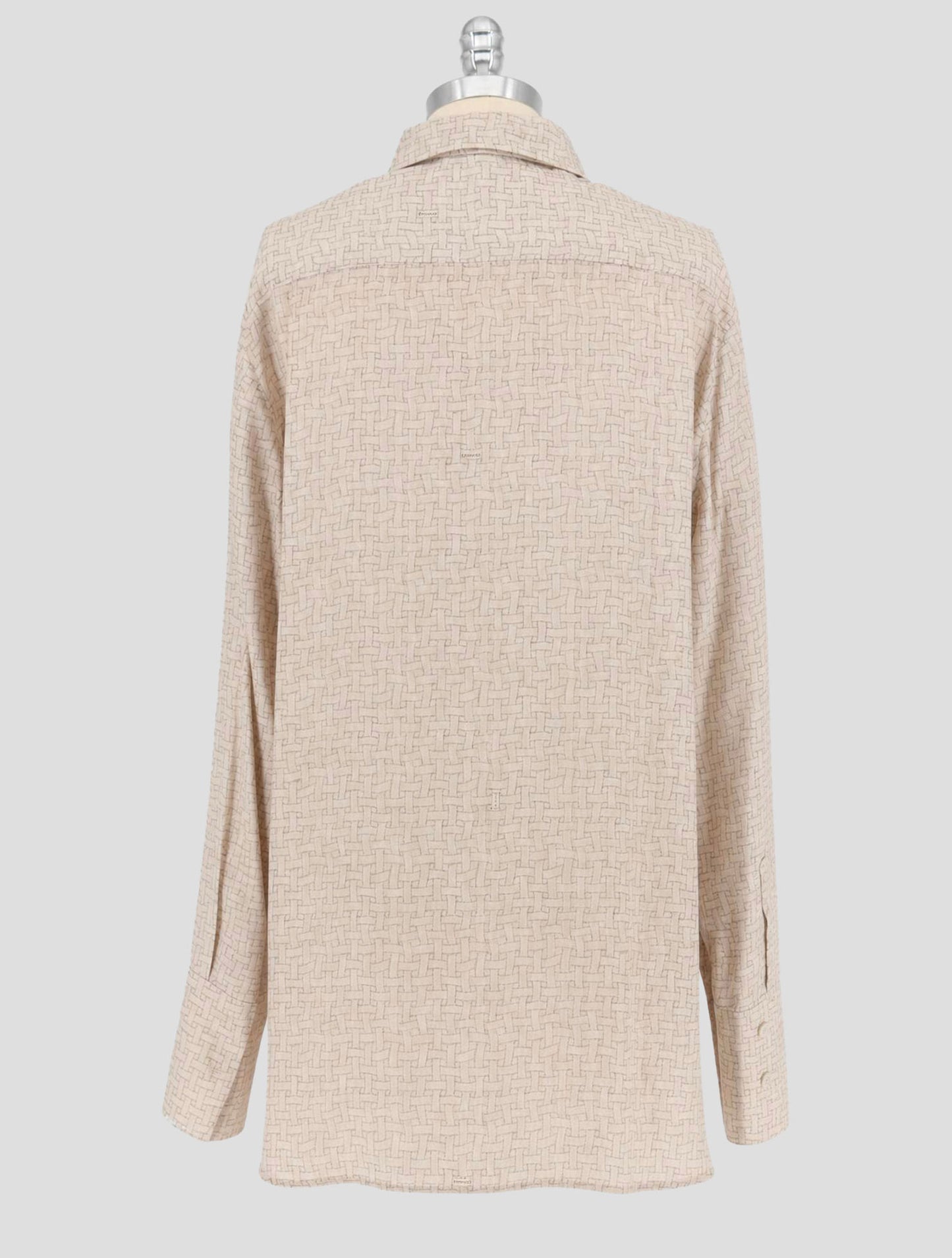 Kiton Beige Gray Silk Shirt Women