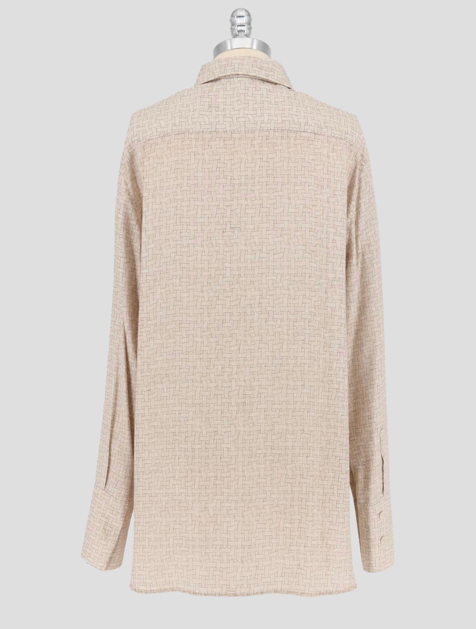 Kiton Beige Gray Silk Shirt Women