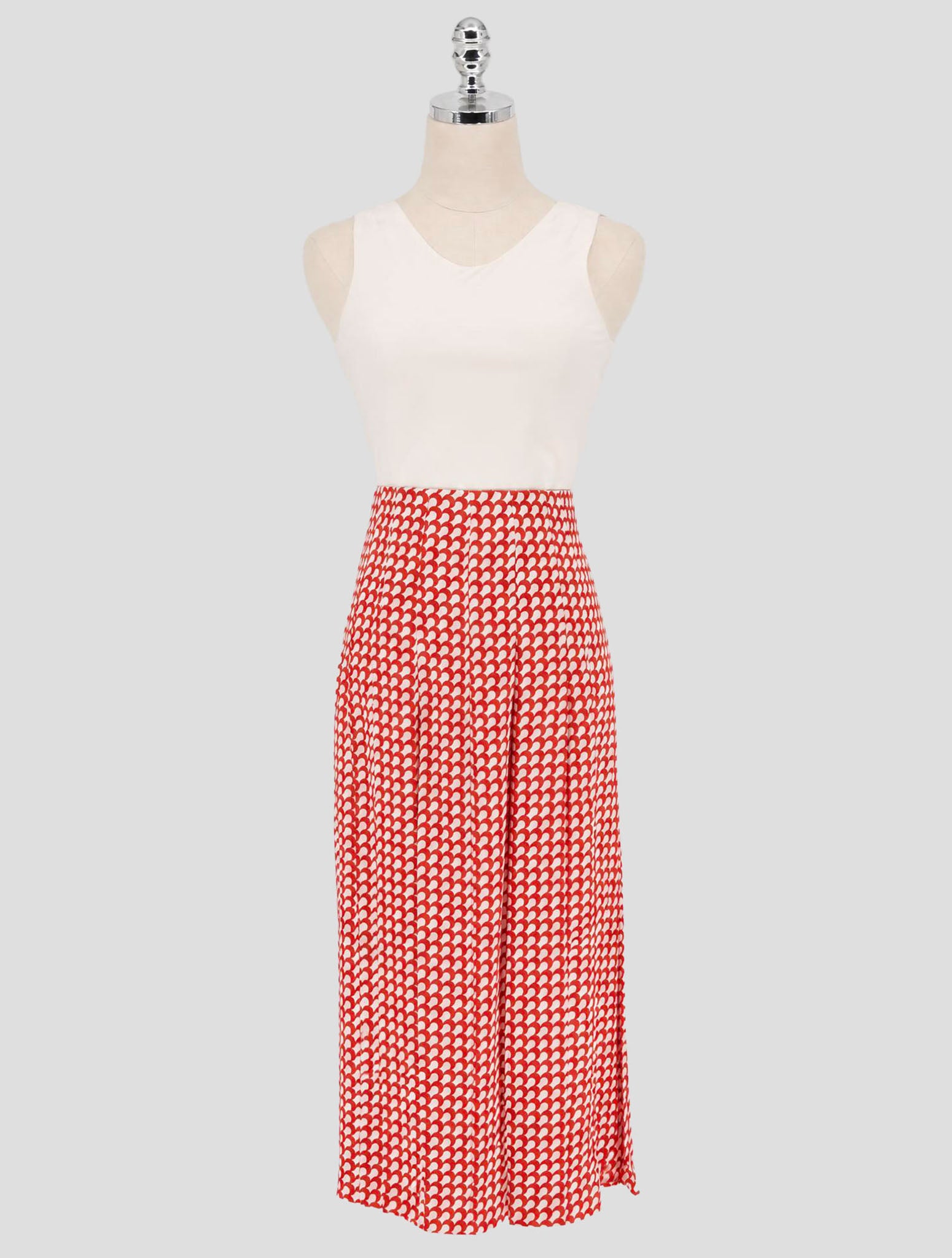Kiton Red White Siilk Skirt Women