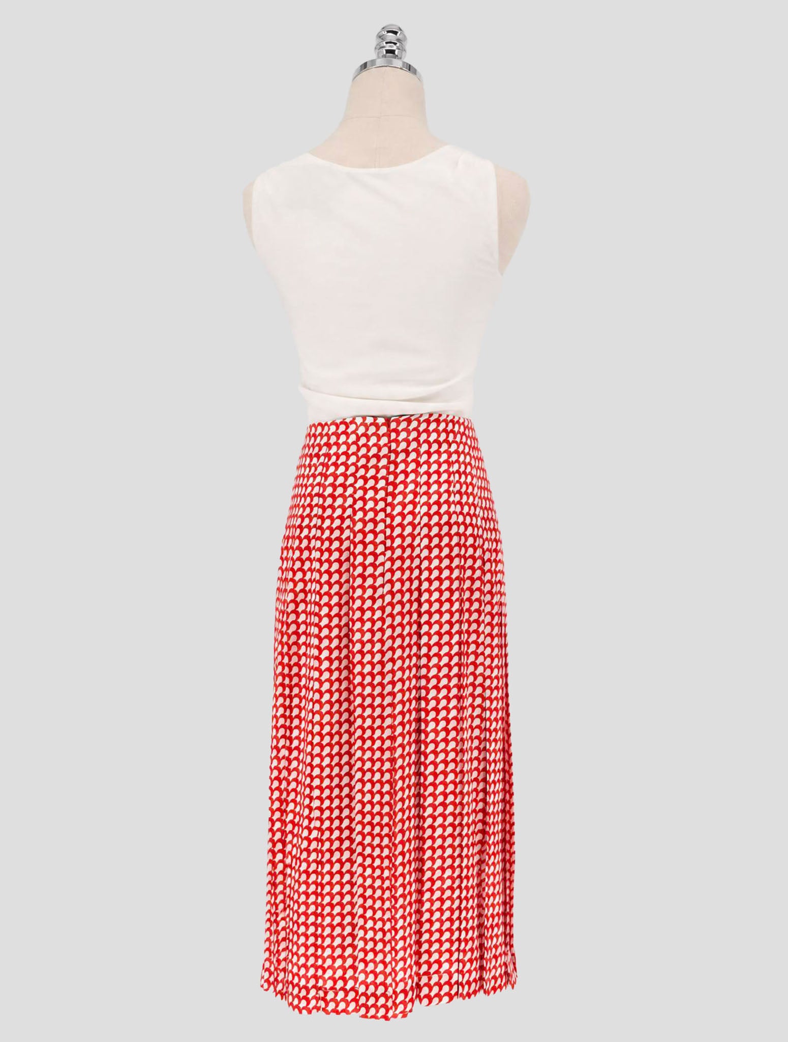 Kiton Red White Siilk Skirt Women