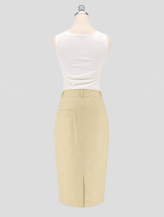 Kiton Yellow Wool Silk Linen Pa Ea Skirt Women