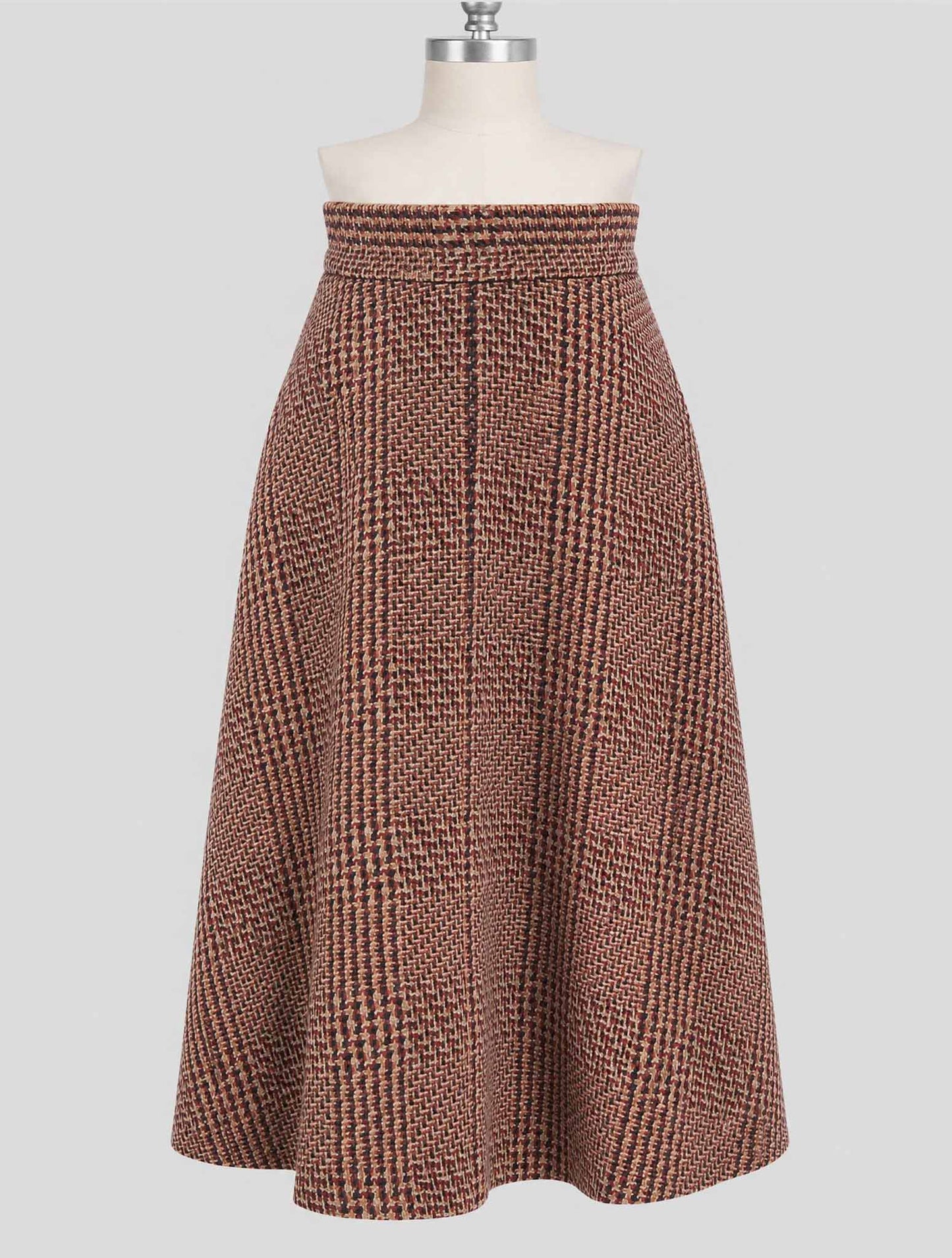Kiton Brown Black Cashnere Wool Skirt Women