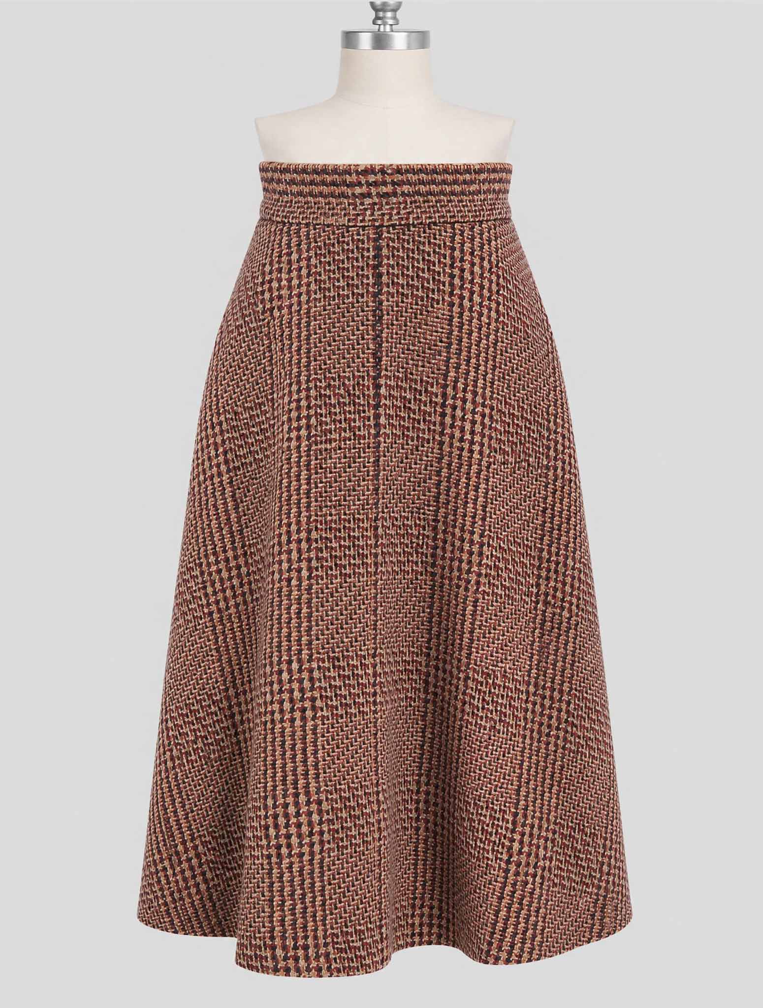 Kiton Brown Black Cashnere Wool Skirt Women