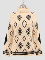 Kiton Black White Cashmere Sweater Turtleneck Women