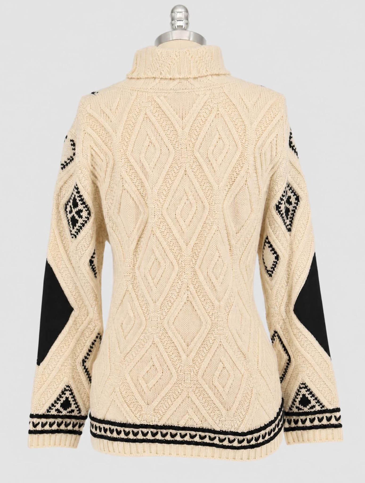 Kiton Black White Cashmere Sweater Turtleneck Women