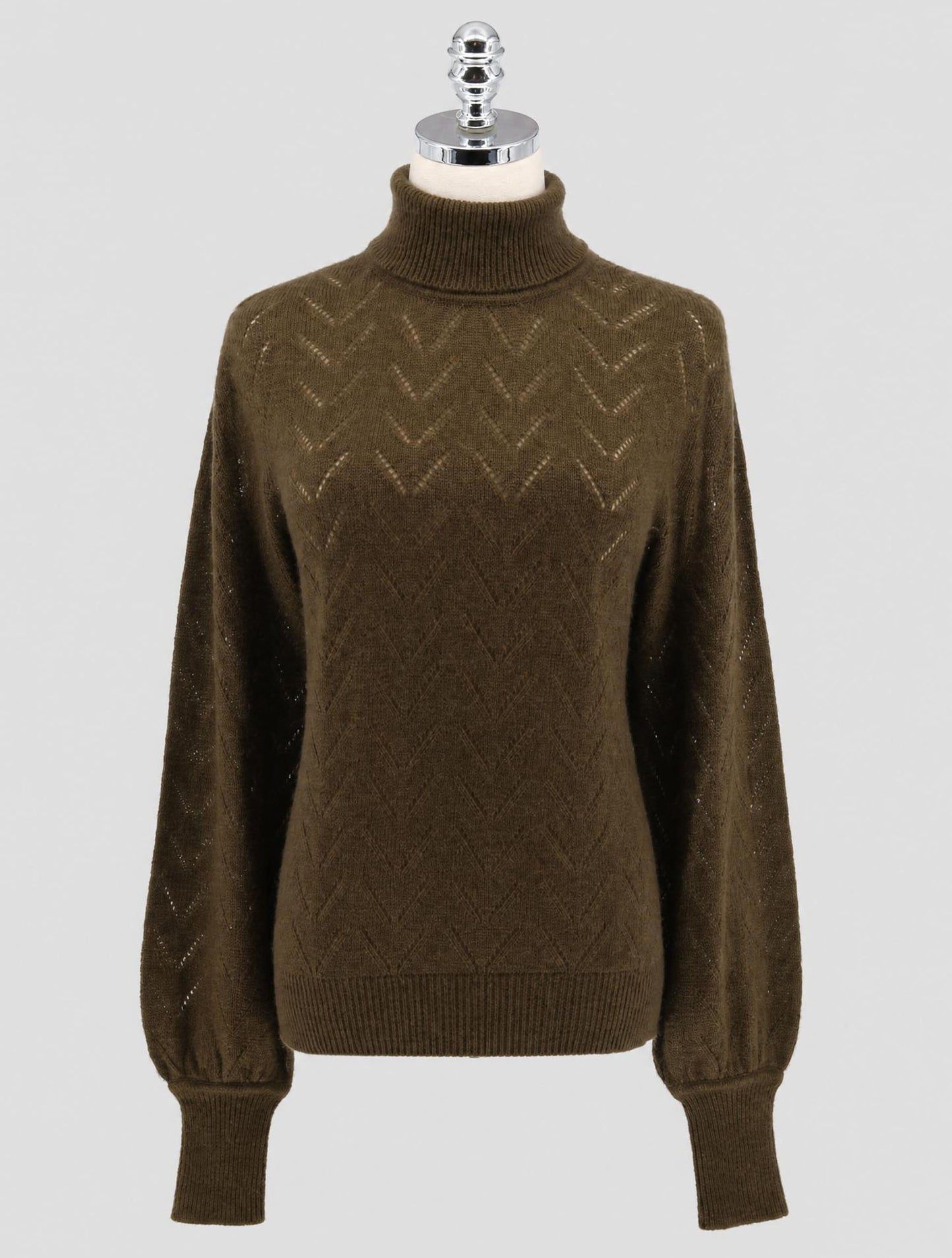 Kiton Green Cashmere Silk Sweater Turtleneck Women