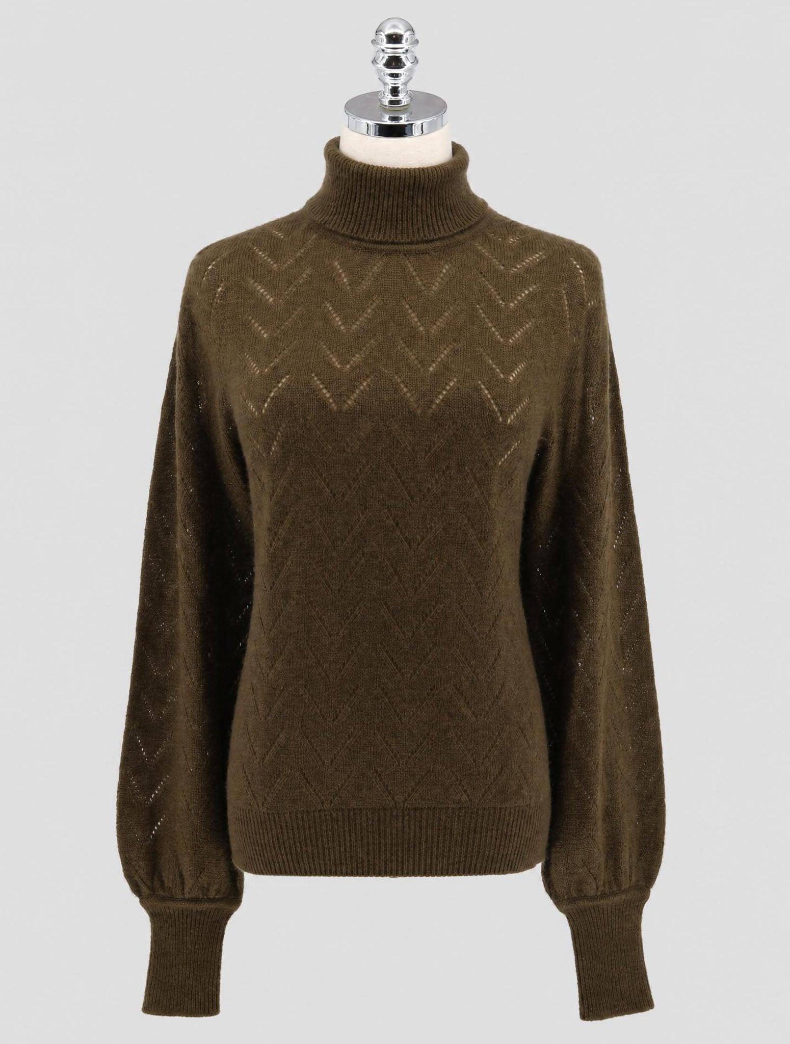 Kiton Green Cashmere Silk Sweater Turtleneck Women