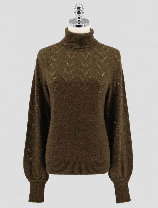 Kiton Green Cashmere Silk Sweater Turtleneck Women