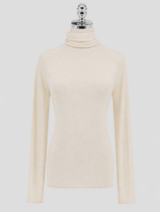 Kiton White Cashmere Silk Sweater Turtleneck Women