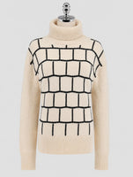 Kiton Black White Cashmere Sweater Turtleneck Women
