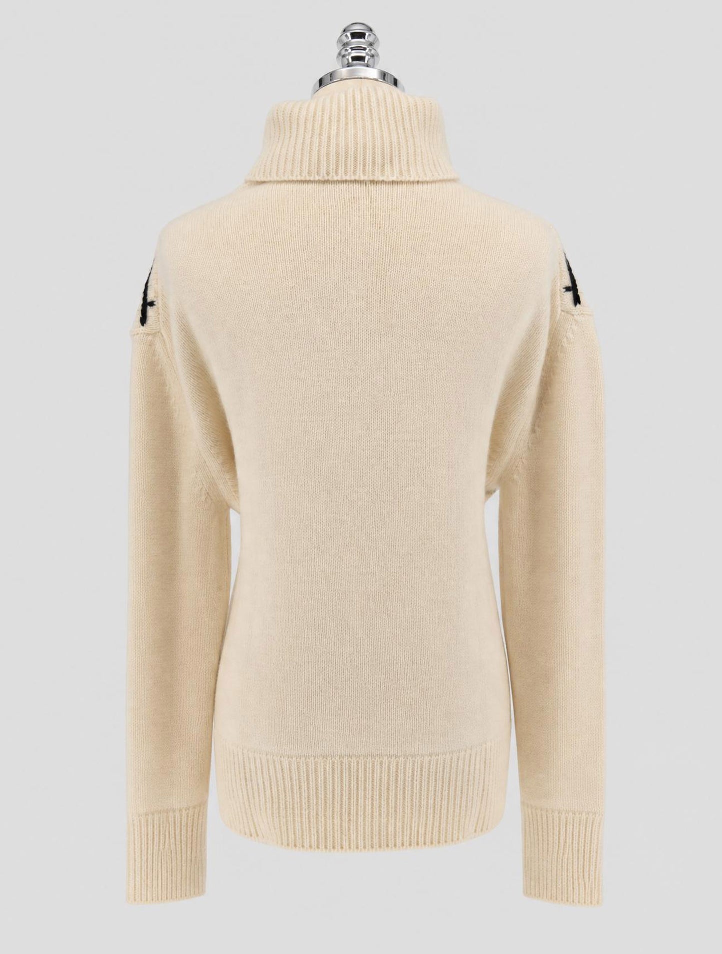 Kiton Black White Cashmere Sweater Turtleneck Women