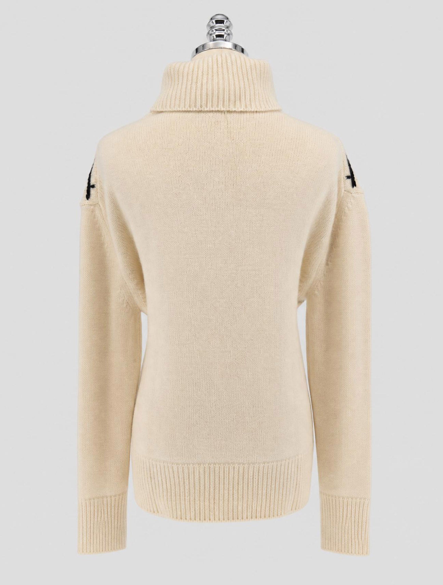 Kiton Black White Cashmere Sweater Turtleneck Women