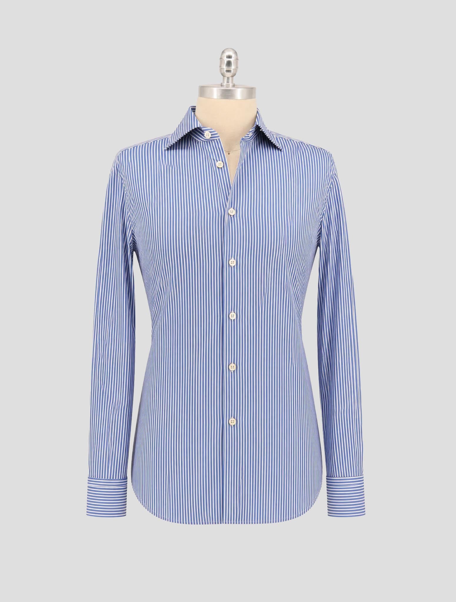 Kiton Blue White Cotton Pa Ea Shirt