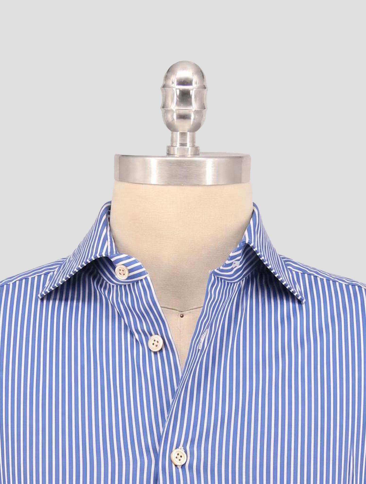 Kiton Blue White Cotton Pa Ea Shirt