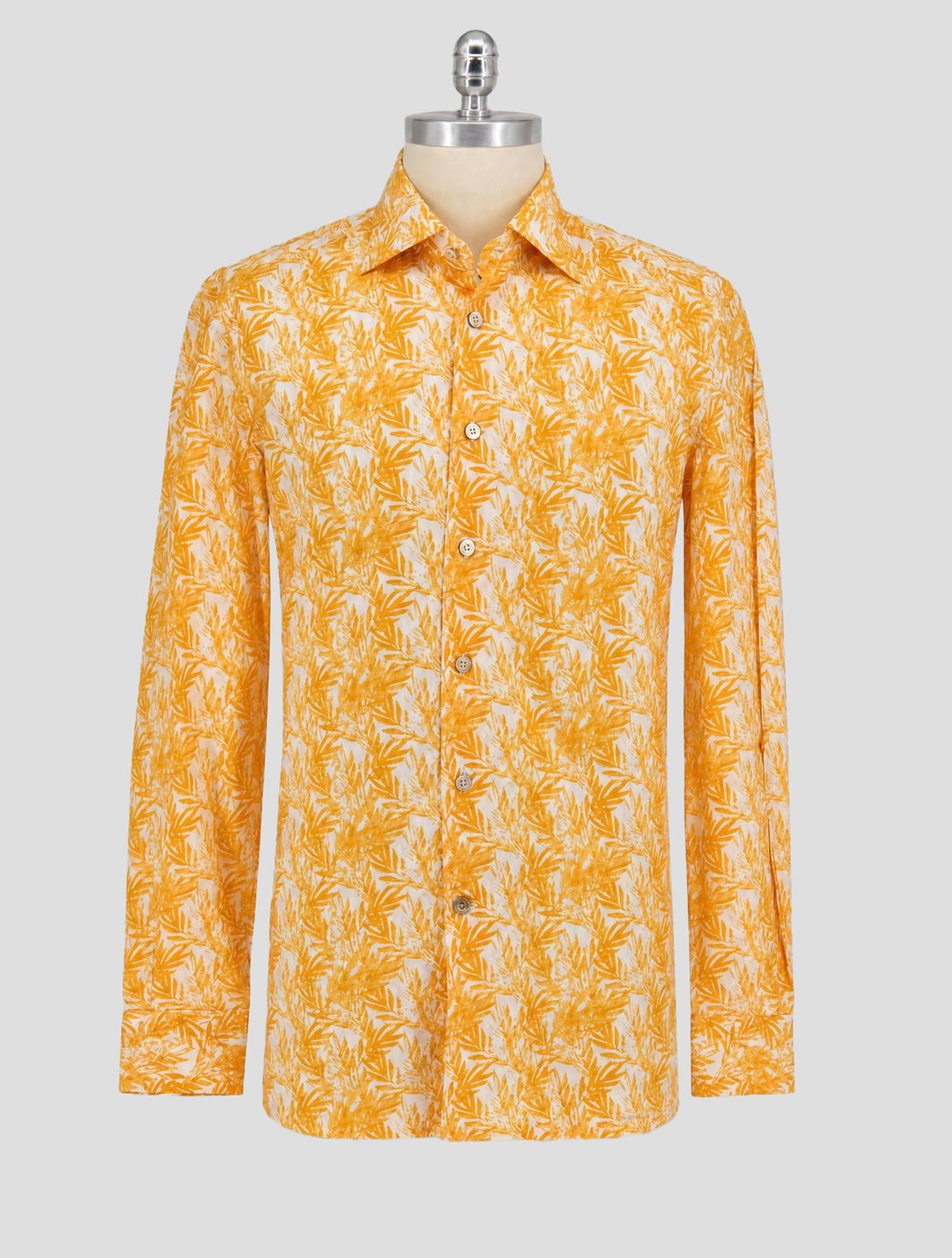 Kiton Orange White Cotton Shirt