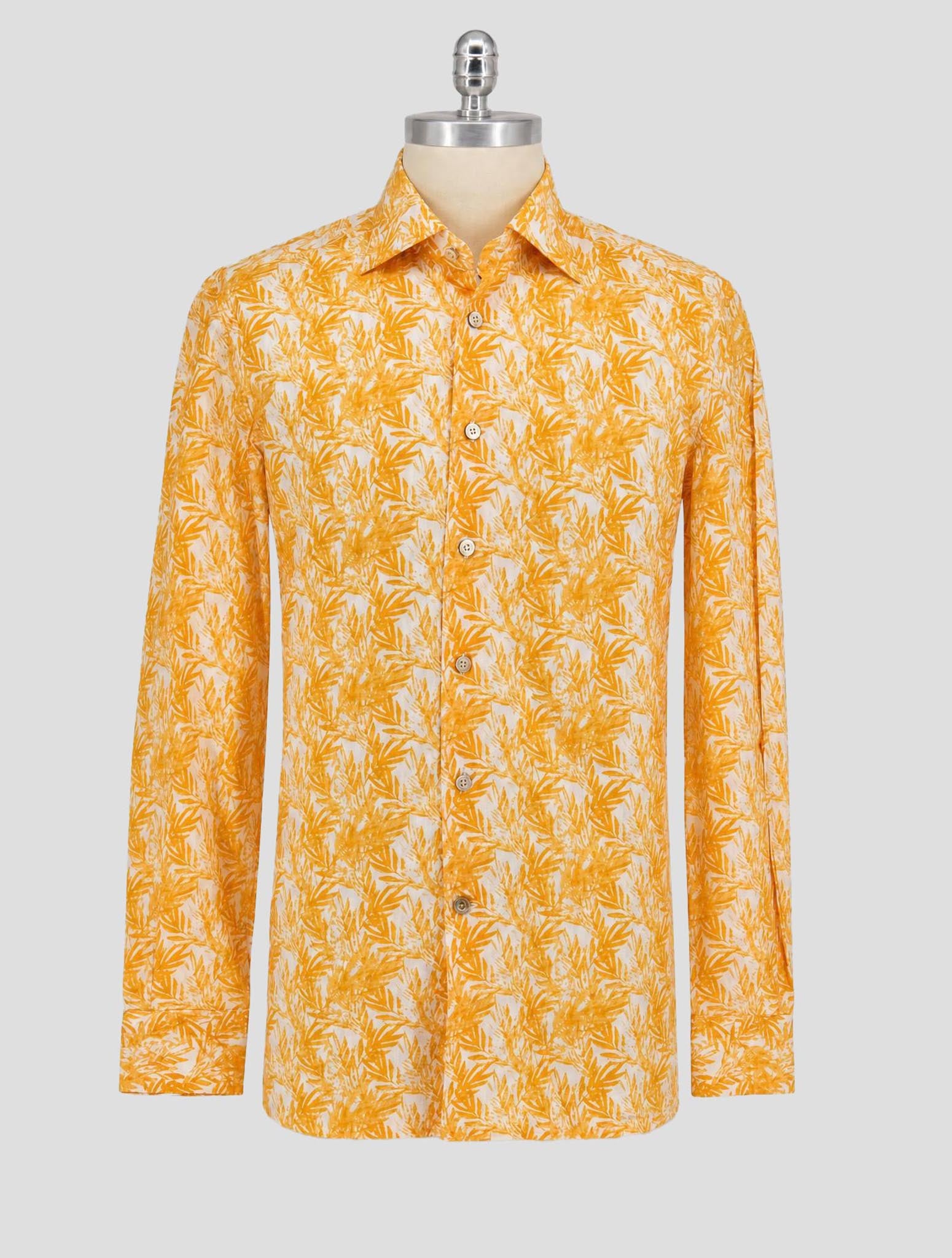 Kiton Orange White Cotton Shirt