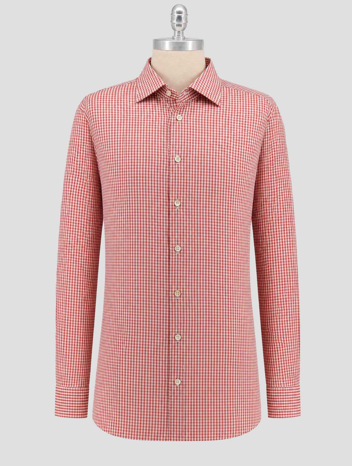 Kiton Red White Cotton Shirt