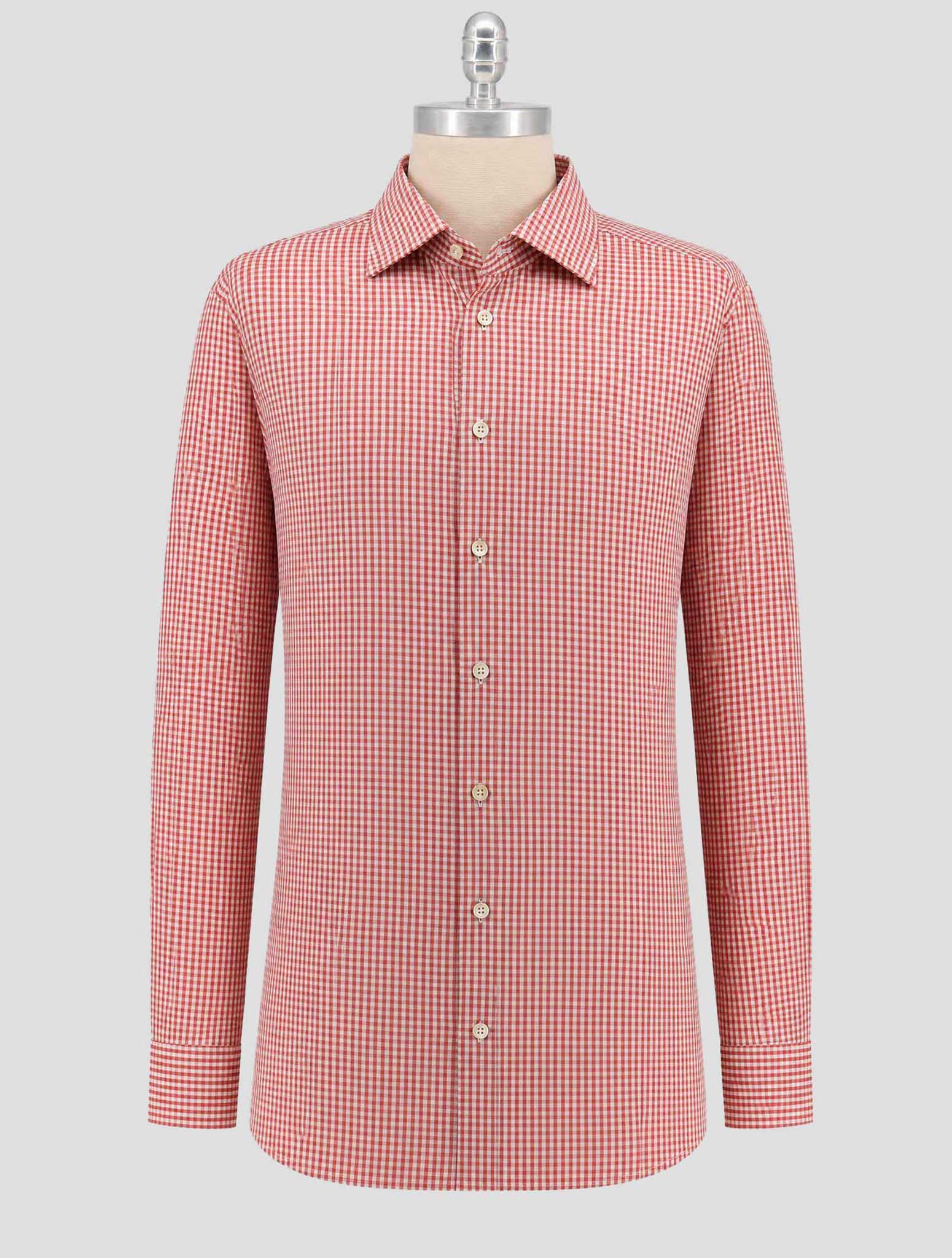 Kiton Red White Cotton Shirt