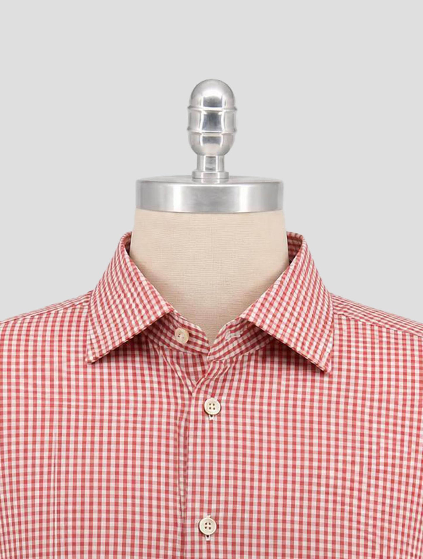 Kiton Red White Cotton Shirt