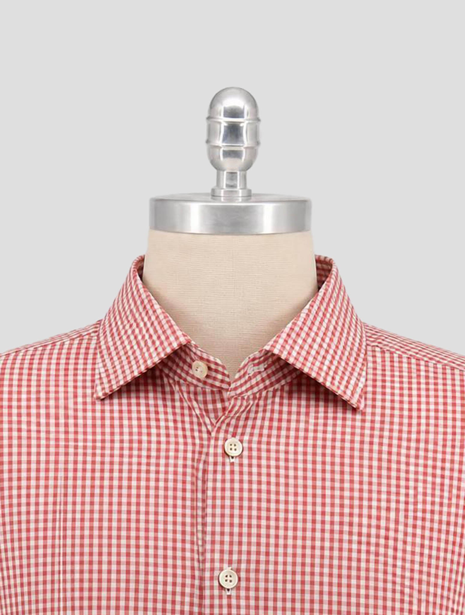 Kiton Red White Cotton Shirt
