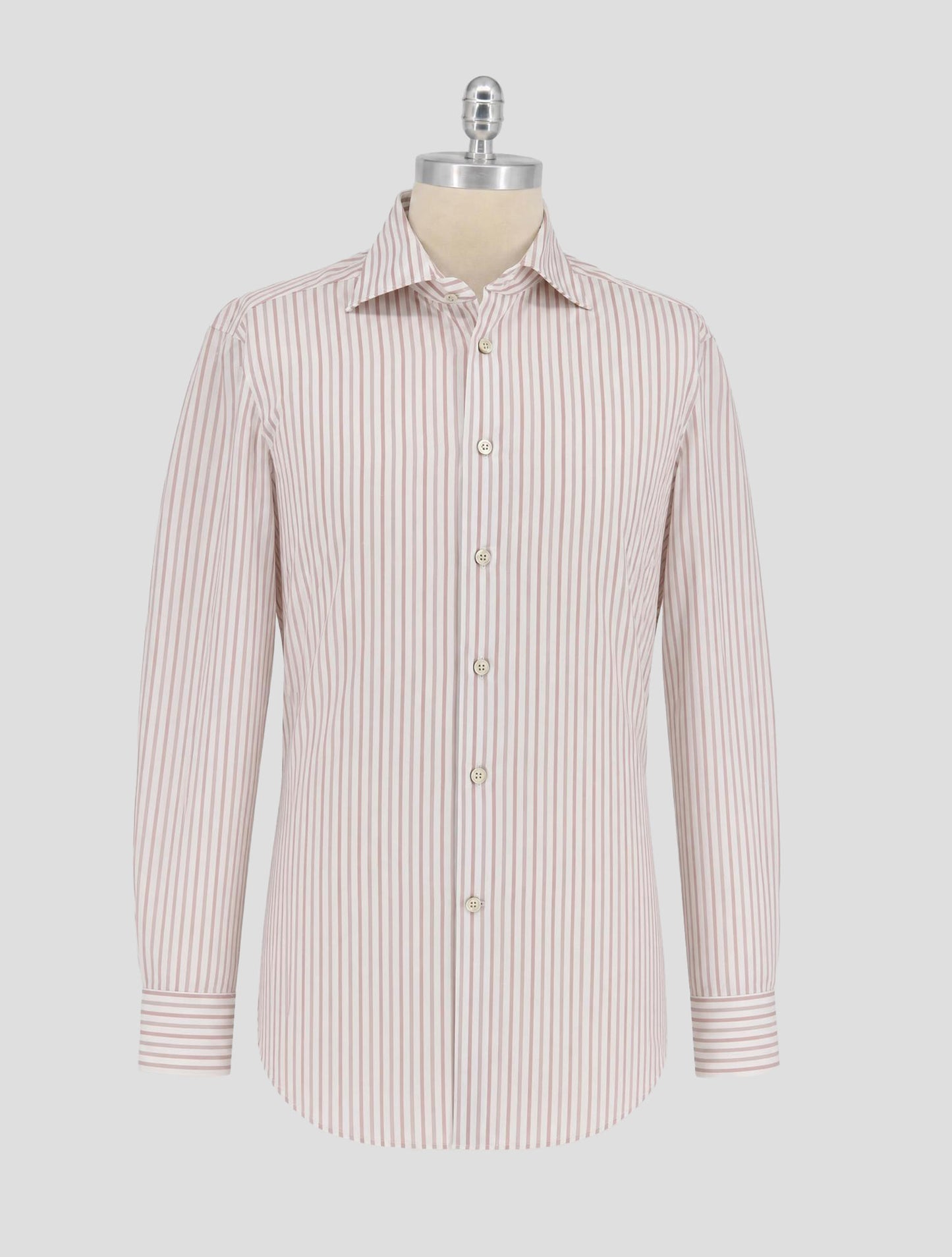Kiton Brown White Cotton Shirt