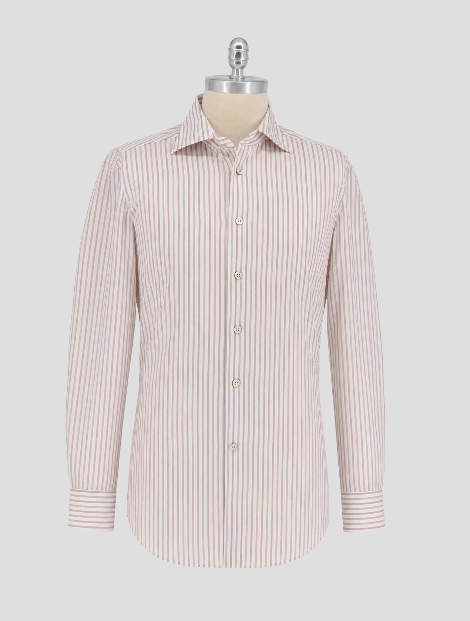 Kiton Brown White Cotton Shirt