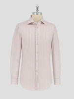 Kiton Brown White Cotton Shirt