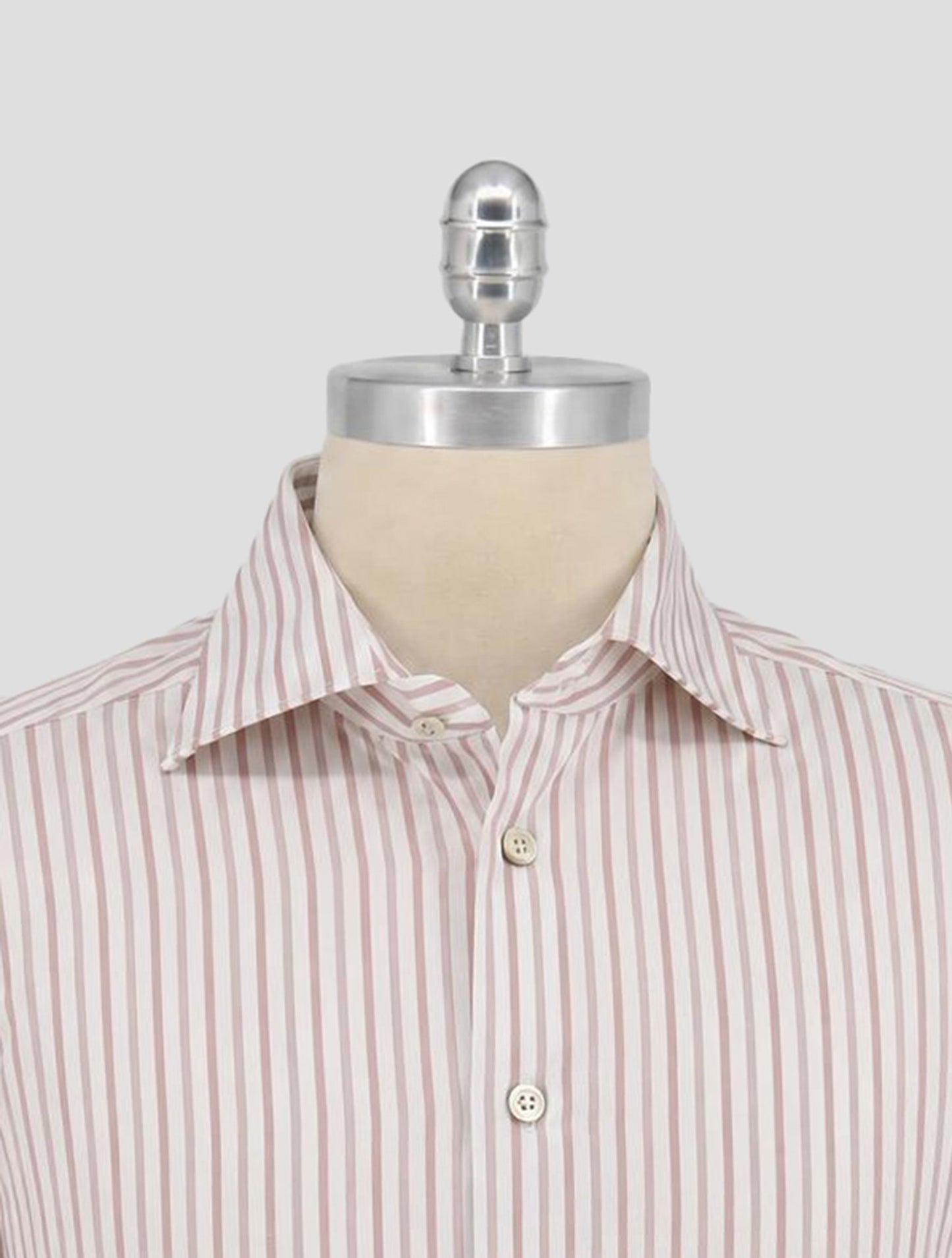 Kiton Brown White Cotton Shirt
