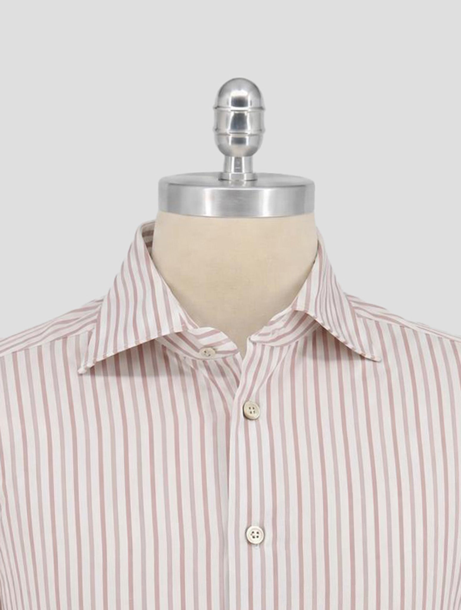 Kiton Brown White Cotton Shirt