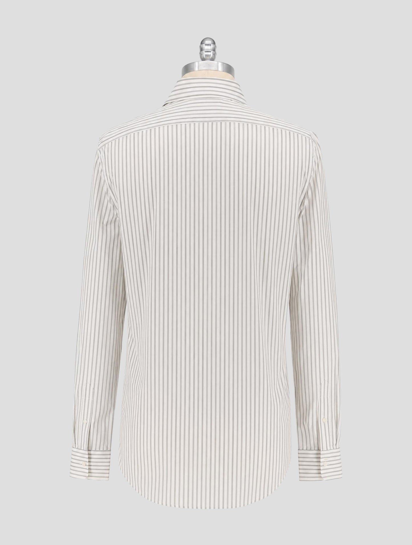 Kiton Gray White Cotton Shirt